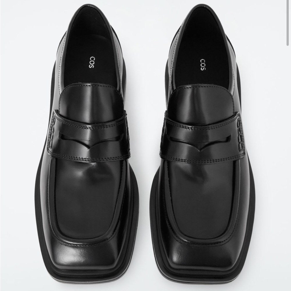 COS CHUNKY SQUARE-TOE LEATHER LOAFERS